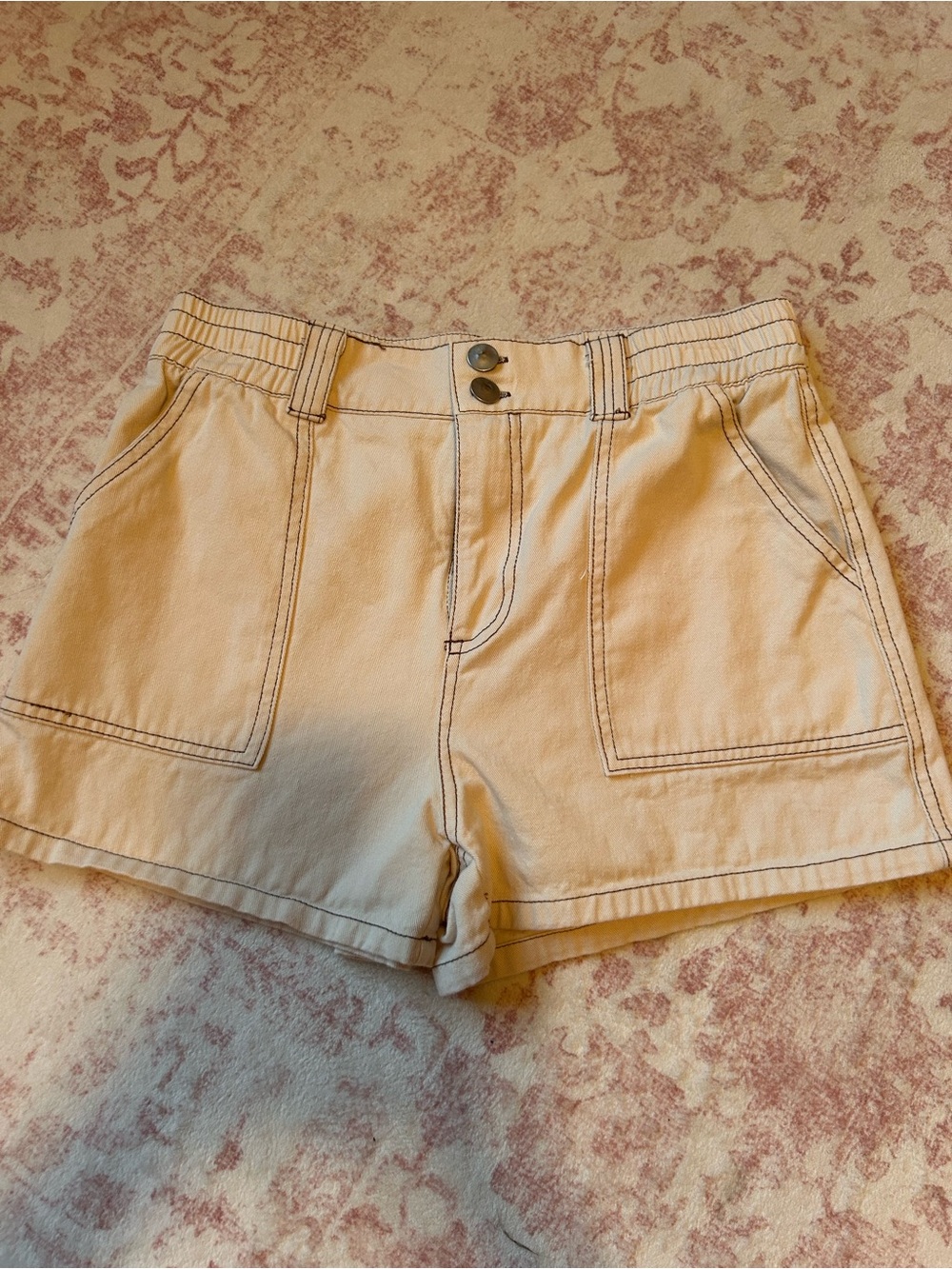 Cream Denim Shorts